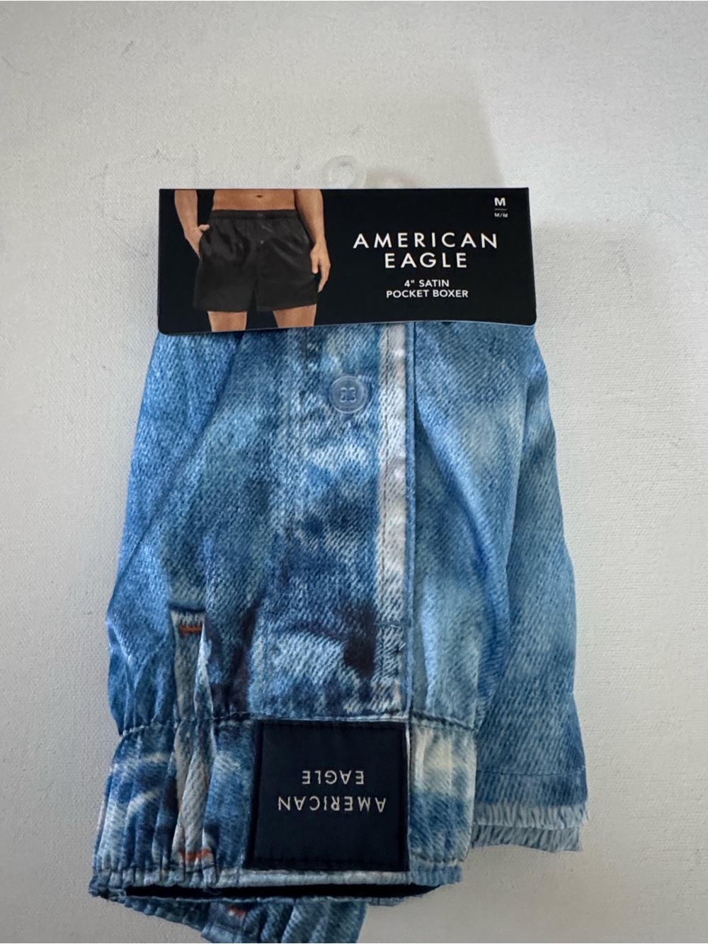 Satin Boxers Mens Medium American Eagle Denim Print